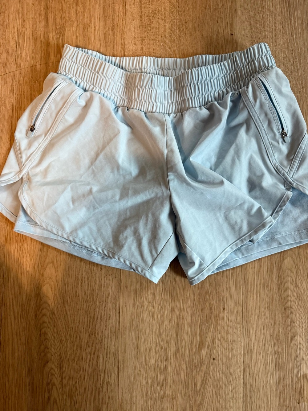 Light Blue Women's Active Shorts with Elastic Waist adult medium